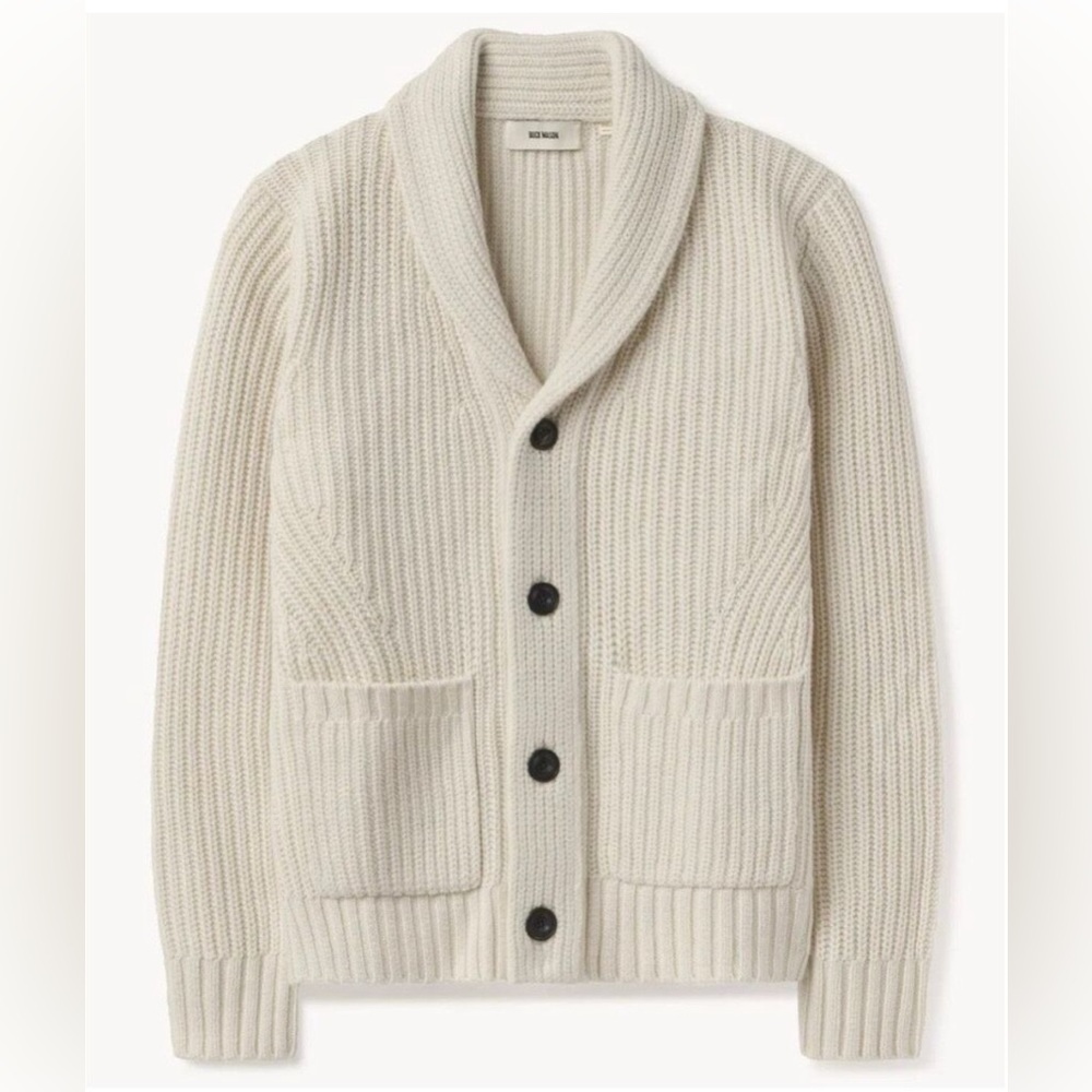 Buck Mason Cream Shawl Collar Cardigan